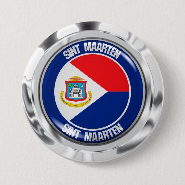 Sint Maarten Round Emblem Button (Front)