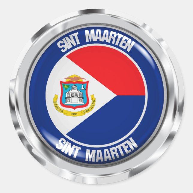 Sint Maarten Round Emblem Classic Round Sticker (Front)