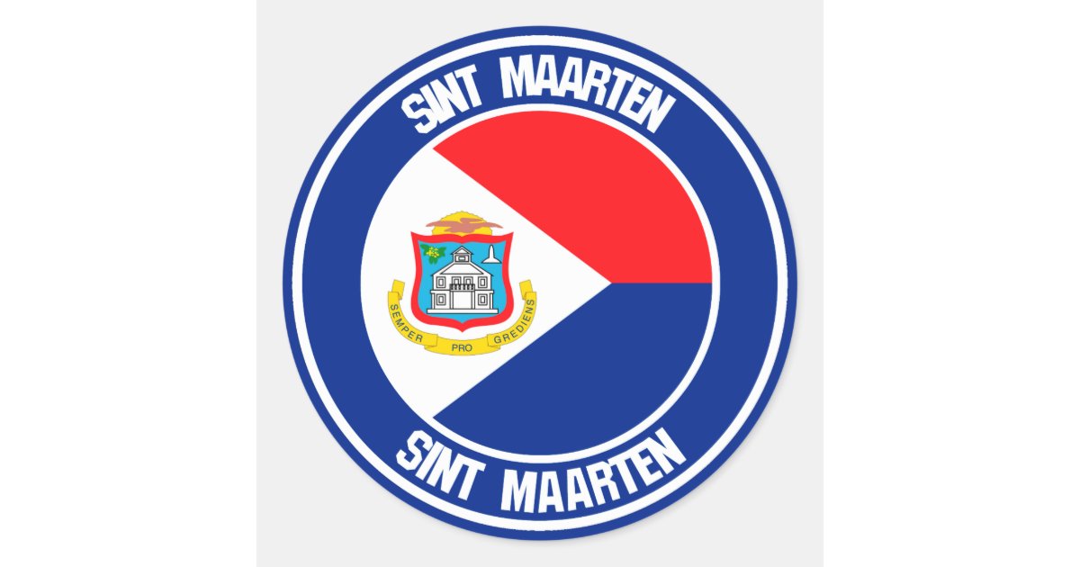 Sint Maarten Round Emblem Classic Round Sticker | Zazzle