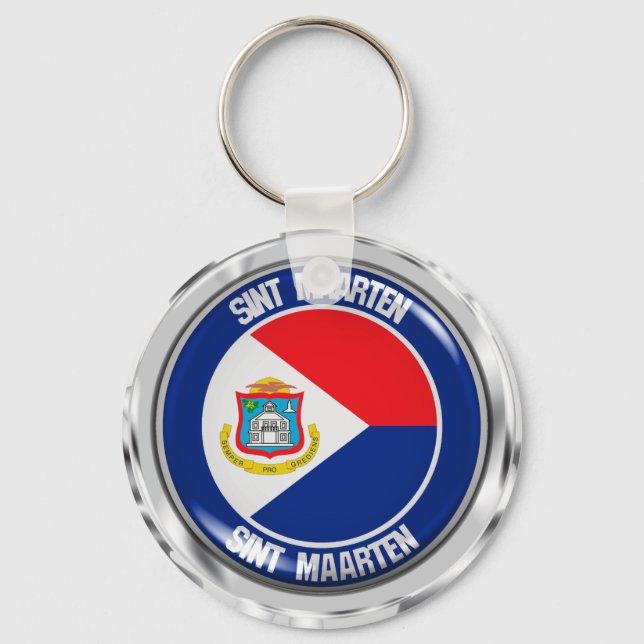 Sint Maarten Round Emblem Keychain (Front)
