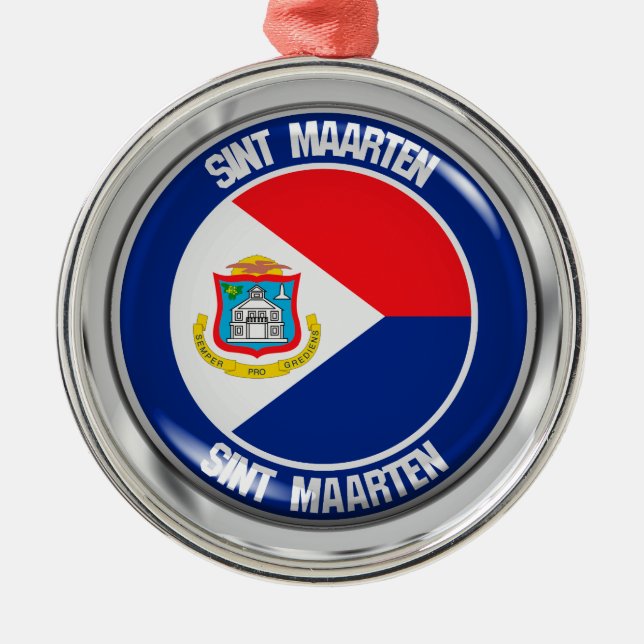 Sint Maarten Round Emblem Metal Ornament (Front)