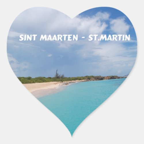 Sint Maarten _ St Martin Beach Scene Heart Sticker