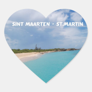 Sint Maarten - St. Martin Beach Scene Heart Sticker