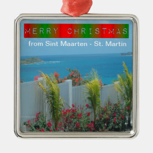 Sint Maarten - St. Martin Ocean Blue Seascape Metal Ornament