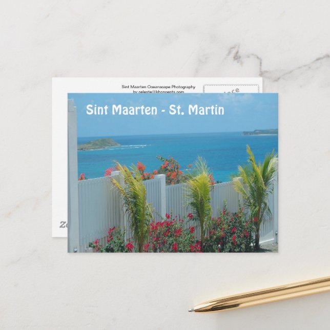 Sint Maarten - St. Martin Ocean Blue Seascape Post Postcard (Front/Back In Situ)