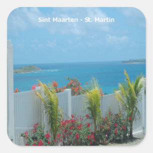 Sint Maarten - St. Martin Ocean Blue Seascape Square Sticker