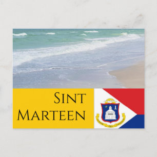 Sint Marteen St Martin flag and beaches Postcard