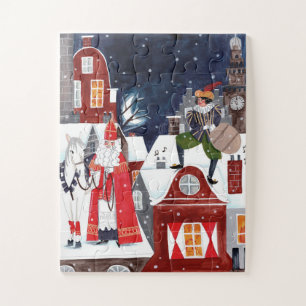 Sinterklaas and Piet on the roofs of Amsterdam Jigsaw Puzzle