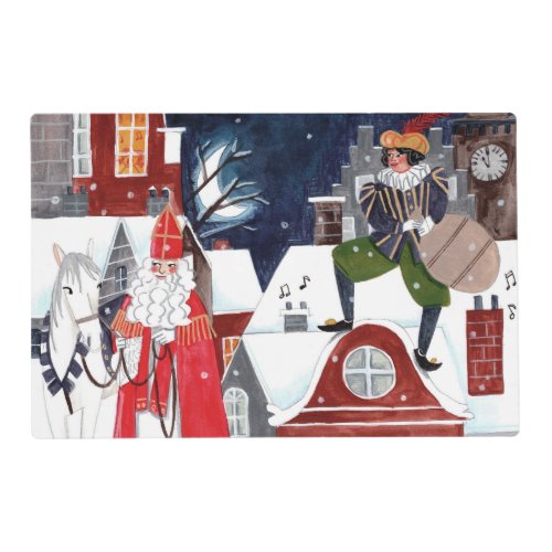 Sinterklaas and Piet on the roofs of Amsterdam Placemat