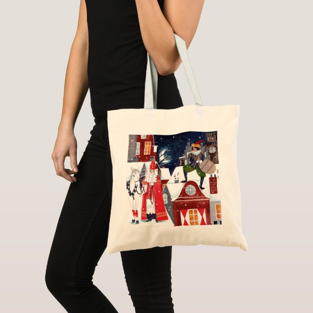 Sinterklaas and Piet on the Roofs of Amsterdam Tote Bag (Front (Product))