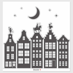 Sinterklaas Atop Canal Houses Window Stickers