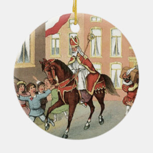 Sinterklaas Dutch St. Nick Vintage St. Nicholas Ceramic Ornament