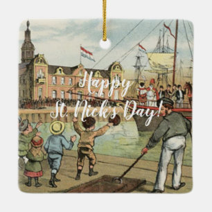 Sinterklaas Dutch St. Nick Vintage St. Nicholas Ceramic Ornament