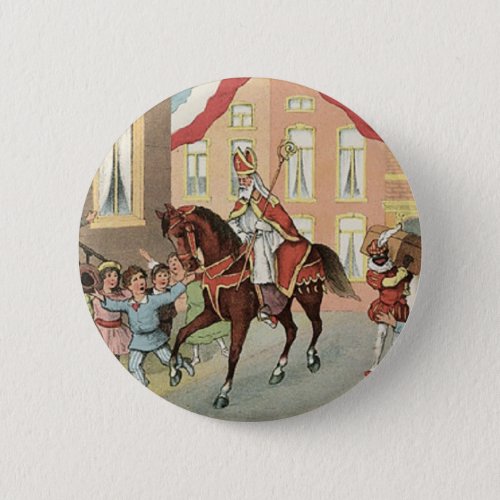 Sinterklaas Dutch St Nick Vintage St Nicholas Pinback Button