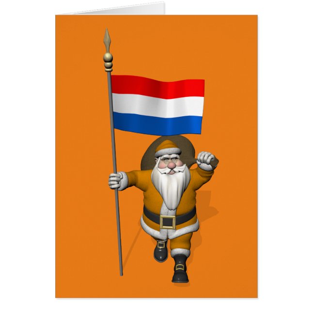 Sinterklaas With Ensign Of The Netherlands Cards (Front)