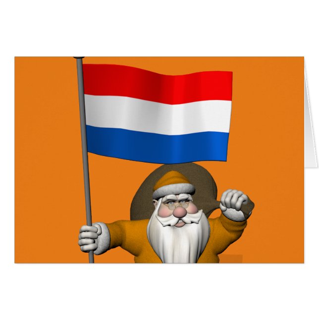 Sinterklaas With Ensign Of The Netherlands Cards (Front Horizontal)