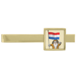Sinterklaas With Ensign Of The Netherlands Gold Finish Tie Bar