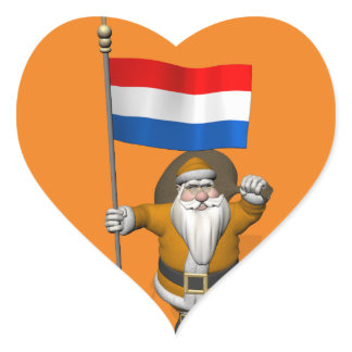Sinterklaas With Ensign Of The Netherlands Heart Sticker