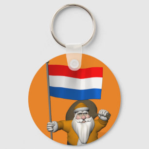 Sinterklaas With Ensign Of The Netherlands Keychain