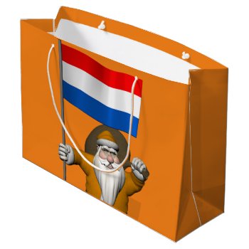 Sinterklaas With Ensign Of The Netherlands Large Gift Bag by santa_world_flags at Zazzle