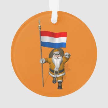 Sinterklaas With Ensign Of The Netherlands Ornament by santa_world_flags at Zazzle
