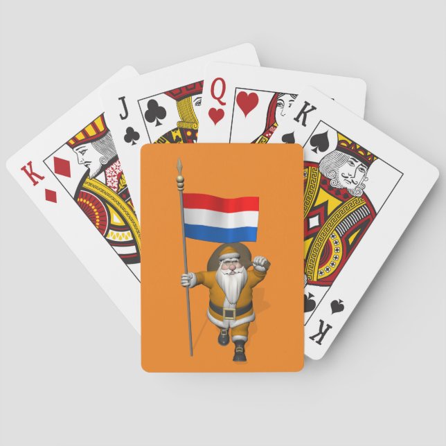 Sinterklaas With Ensign Of The Netherlands Poker Cards (Back)