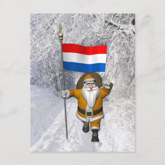 Sinterklaas With Ensign Of The Netherlands Postcard