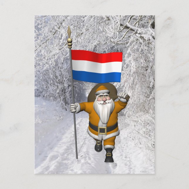 Sinterklaas With Ensign Of The Netherlands Postcard (Front)