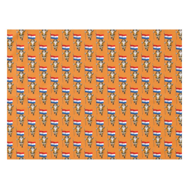 Sinterklaas With Ensign Of The Netherlands Tablecloth (Front (Horizontal))