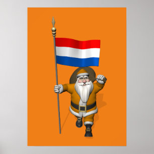 Sinterklaas With Flag Of The Netherlands Poster