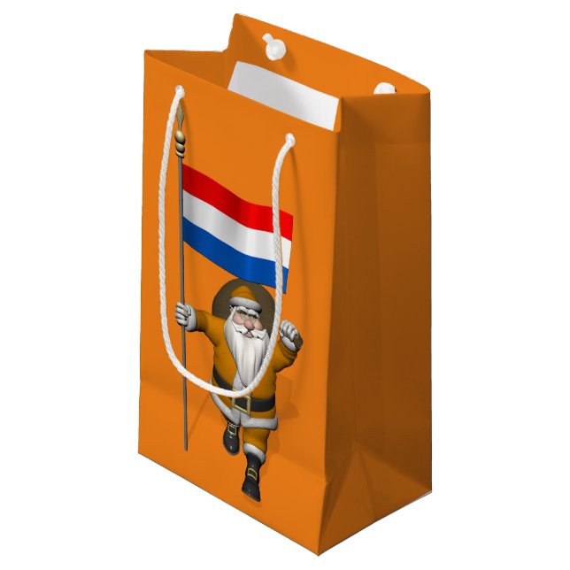 Sinterklaas With Flag Of The Netherlands Small Gift Bag (Front Angled)