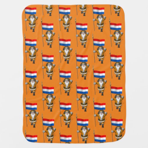 Sinterklaas With Flag Of The Netherlands Swaddle Blanket
