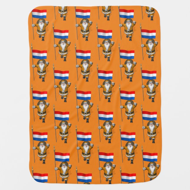 Sinterklaas With Flag Of The Netherlands Swaddle Blanket (Front)