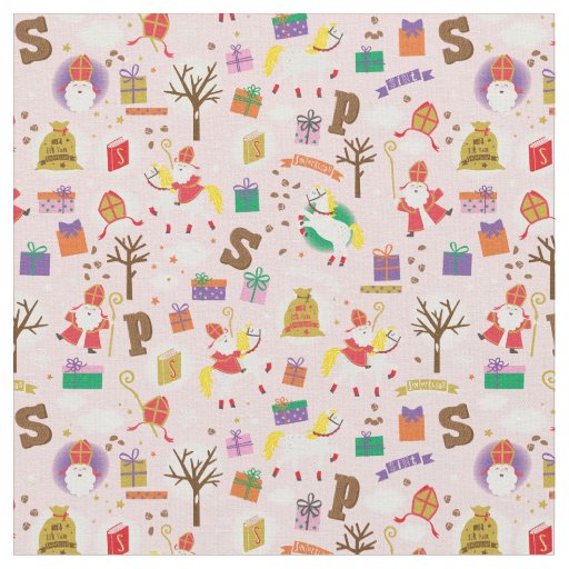 Sinterklaas with white Horse Fabric