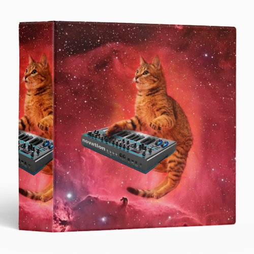 Sinthesizer cat in red space 3 ring binder