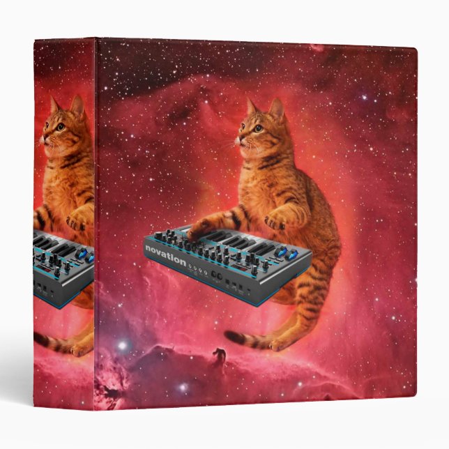 Sinthesizer cat in red space 3 ring binder (Front/Spine)