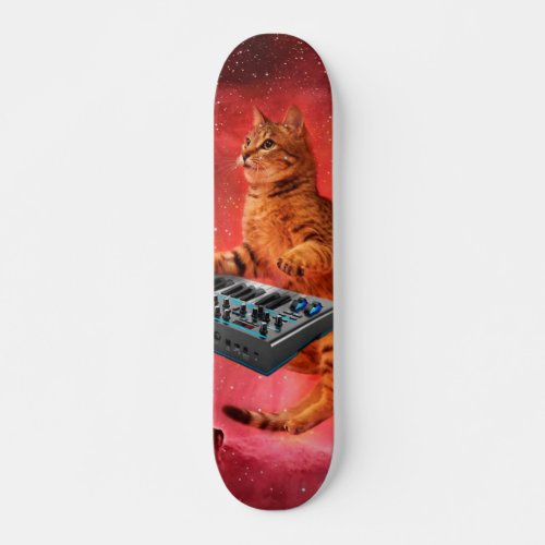 Sinthesizer cat in red space skateboard