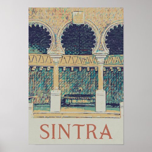 Sintra Moorish Architecture illustration Portugal Poster