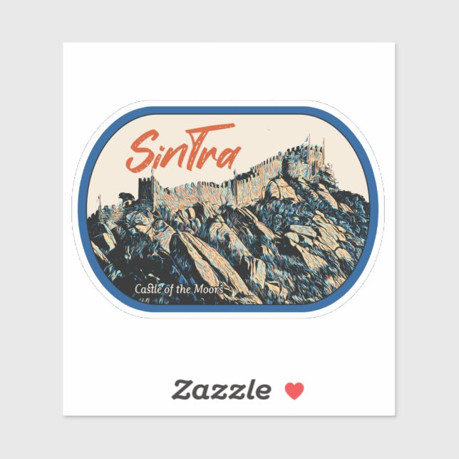 Sintra Moors castle illustration Portugal Sticker (Sheet)
