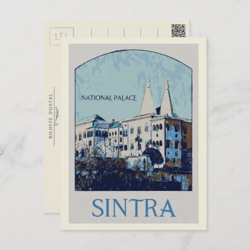 Sintra National palace illustration Portugal Postcard