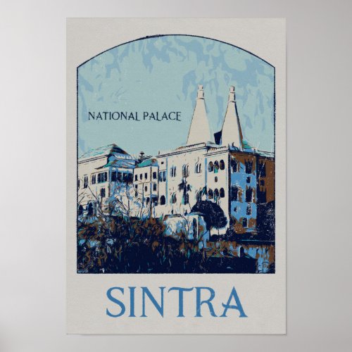 Sintra National Palace illustration Portugal Poster