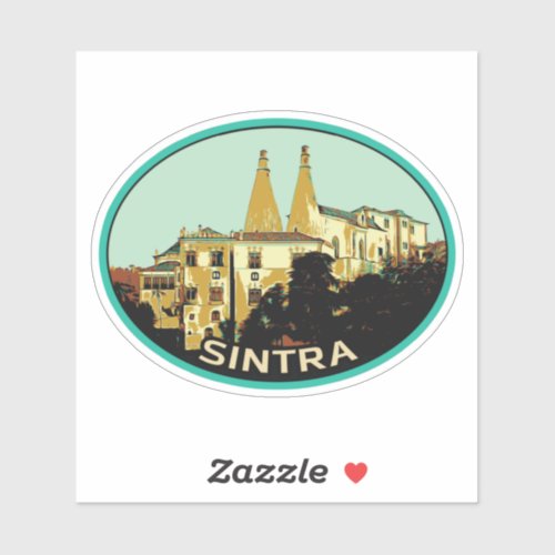 Sintra National palace illustration Portugal Stick Sticker