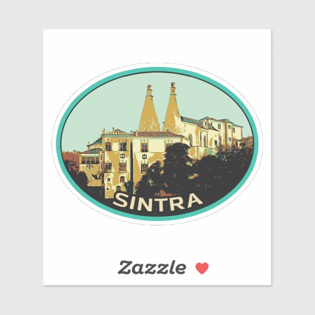 Sintra National palace illustration Portugal Stick Sticker (Sheet)
