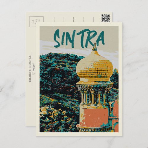 Sintra Pena palace illustration Portugal Postcard