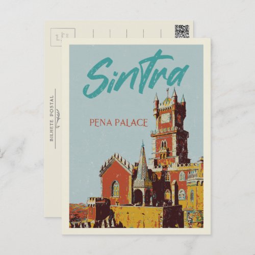 Sintra Penas palace illustration Portugal Postcard