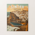 Sintra Portugal Illustration Travel Art Vintage Jigsaw Puzzle<br><div class="desc">Sintra retro vector travel design. Sintra,  a fairy-tale town in Portugal,  is known for its stunning palaces,  lush forests,  and rich history.</div>