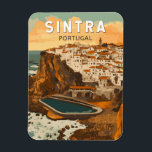 Sintra Portugal Illustration Travel Art Vintage Magnet<br><div class="desc">Sintra retro vector travel design. Sintra,  a fairy-tale town in Portugal,  is known for its stunning palaces,  lush forests,  and rich history.</div>