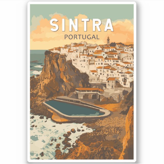 Sintra Portugal Illustration Travel Art Vintage Sticker (Front)