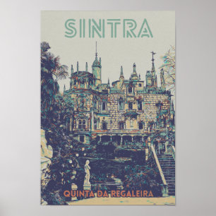 Sintra Regaleira Palace illustration Portugal Poster