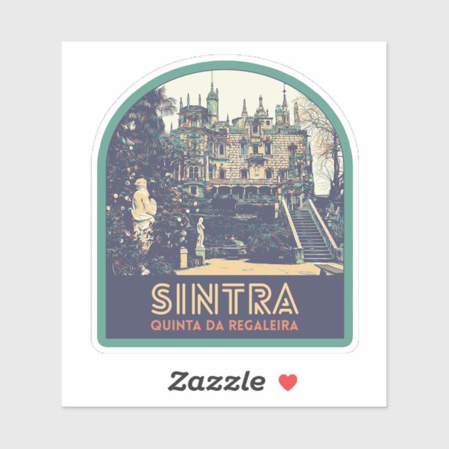 Sintra Regaleira palace illustration Portugal Sticker (Sheet)
